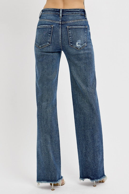 Risen Tummy Control High Rise Long Straight Jeans