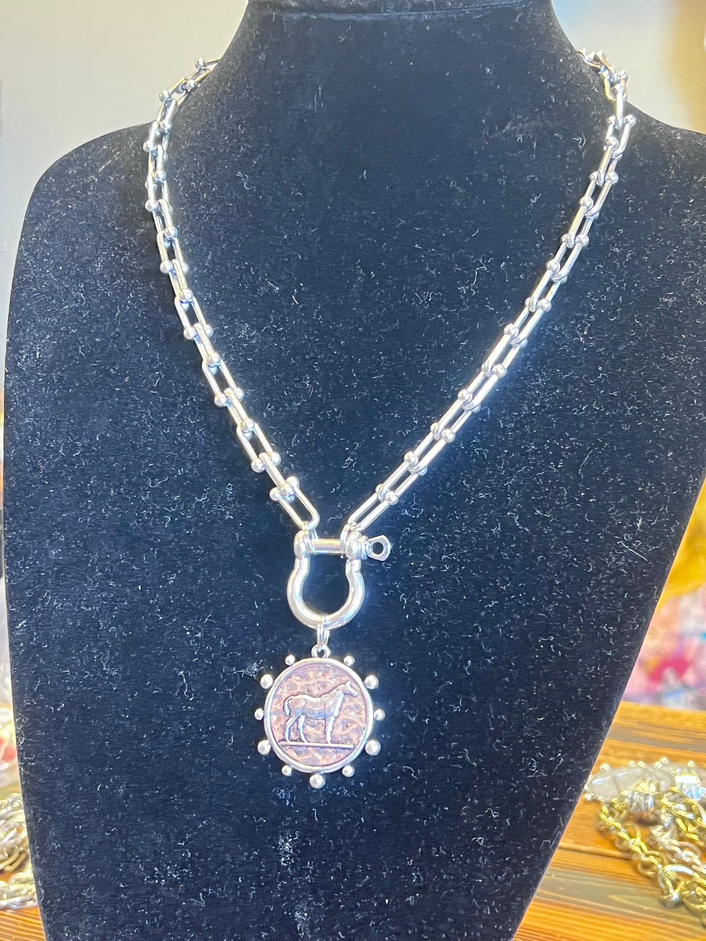 Horse Coin Pendant - Anchor Chain