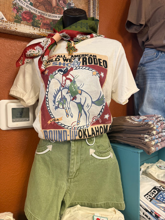 Xoxo Tee Rodeo Greetings Oklahoma Bronc Rider