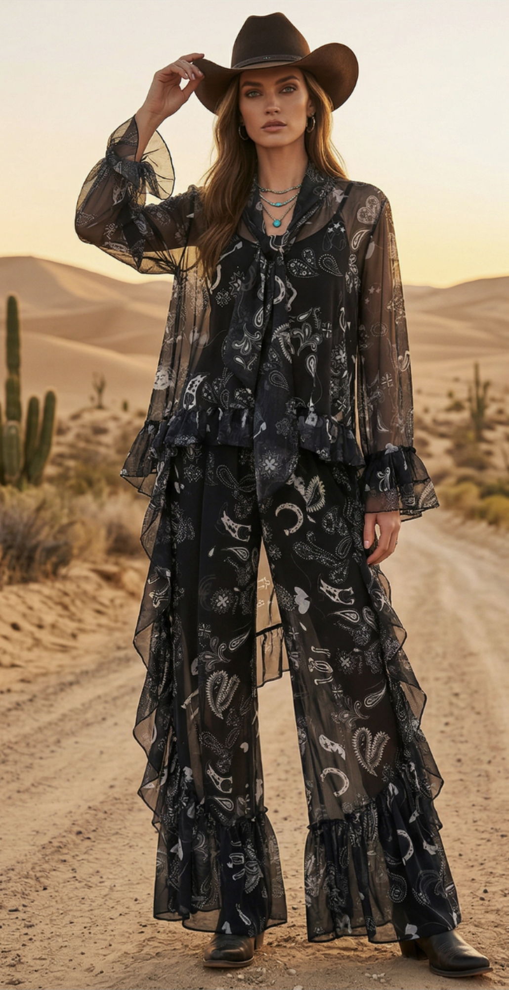 Mesh Ruffle Pants