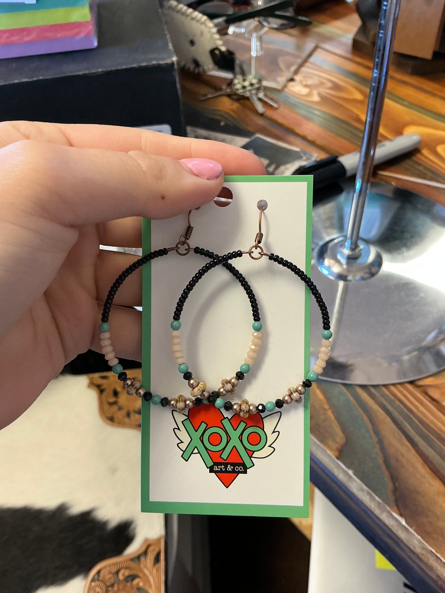 Xoxo Beaded Hoop Earrings