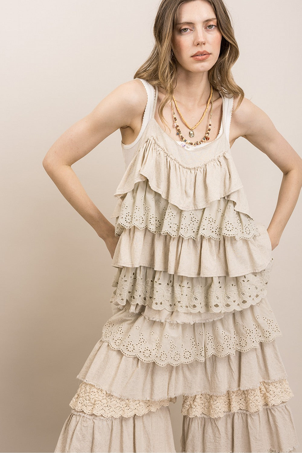 Sleeveless Multi Layered Ruffle Top