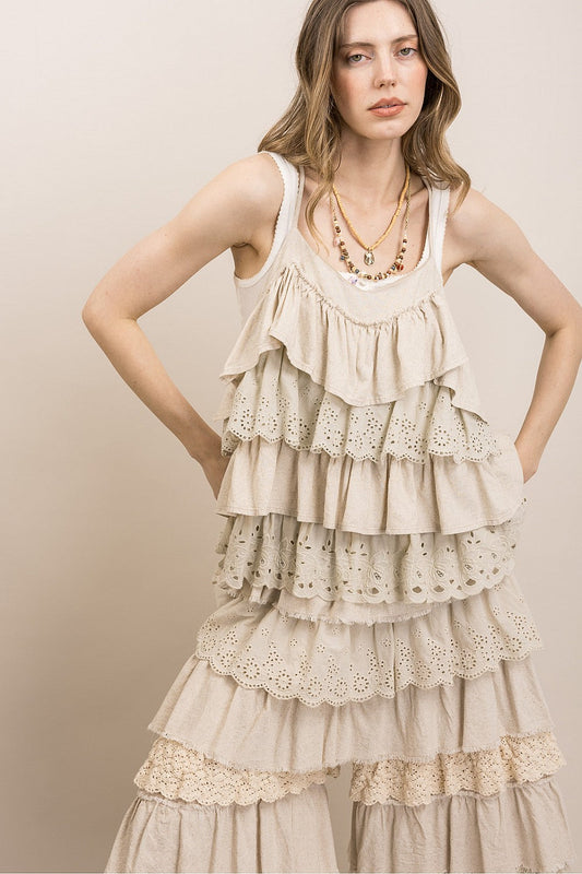 Sleeveless Multi Layered Ruffle Top