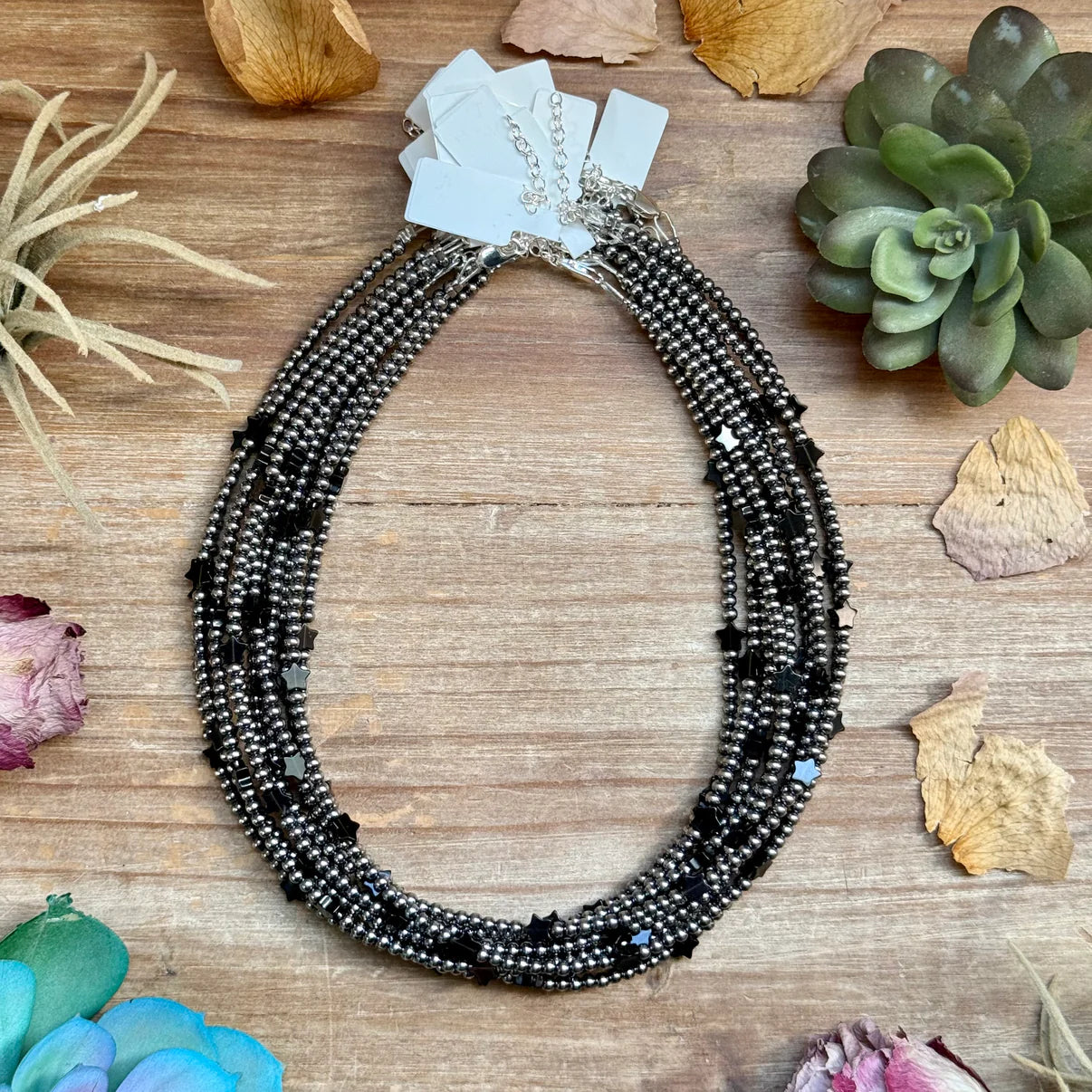 15" Black Onyx Star Necklace -
Sterling Silver Pearls
