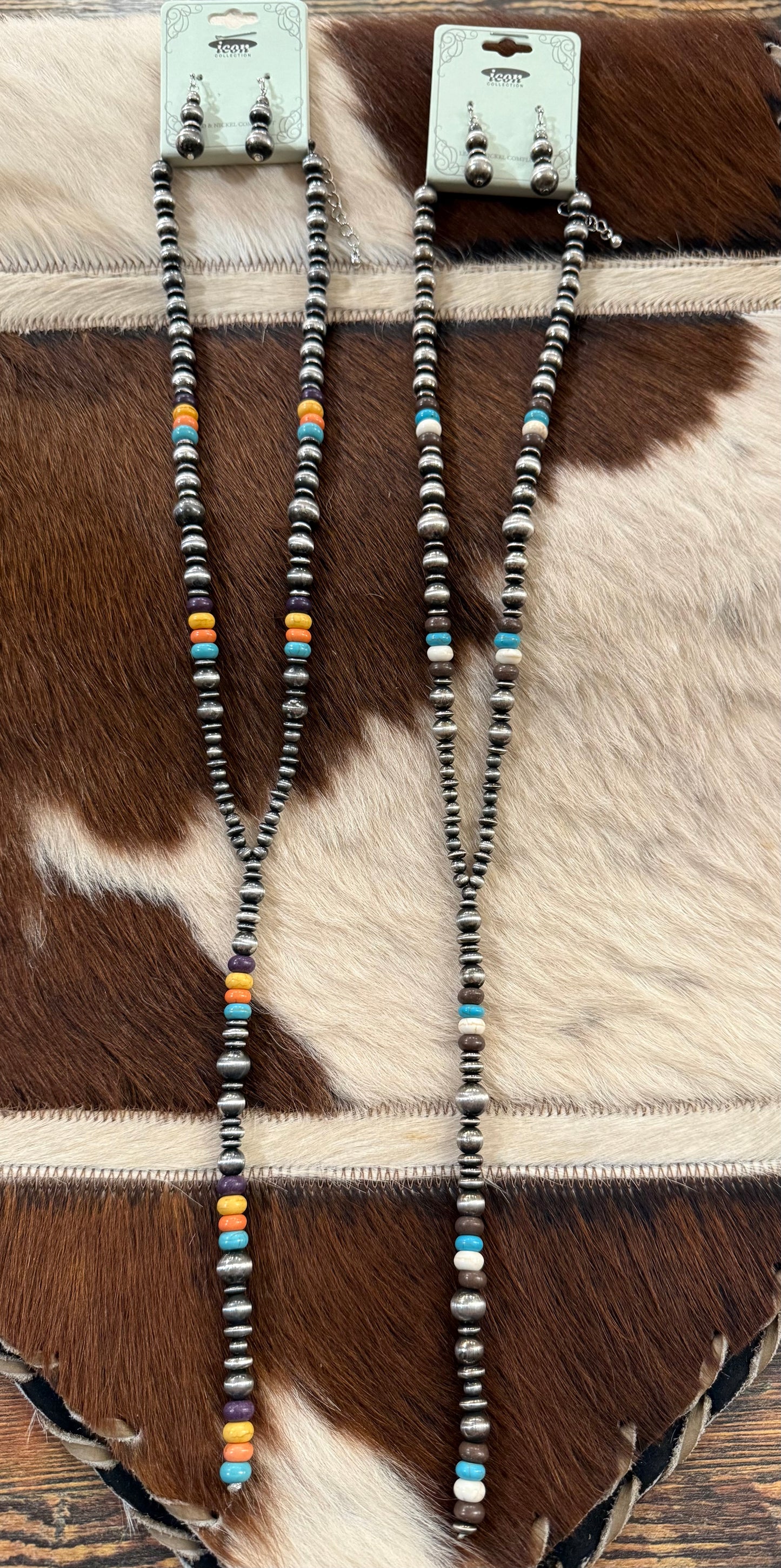 Colored Bead Y Necklace Set