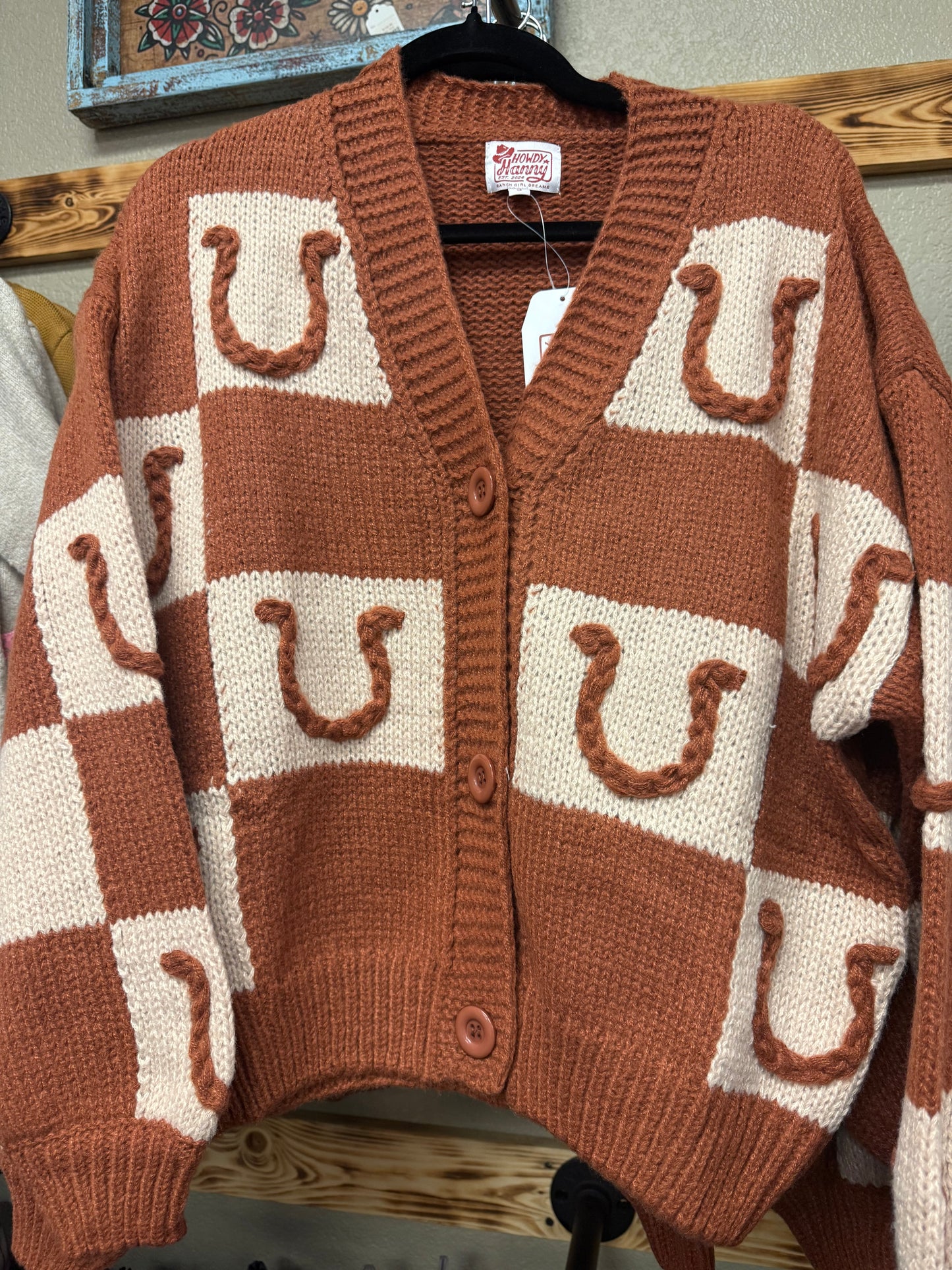Brown Horse Shoe Cardigan