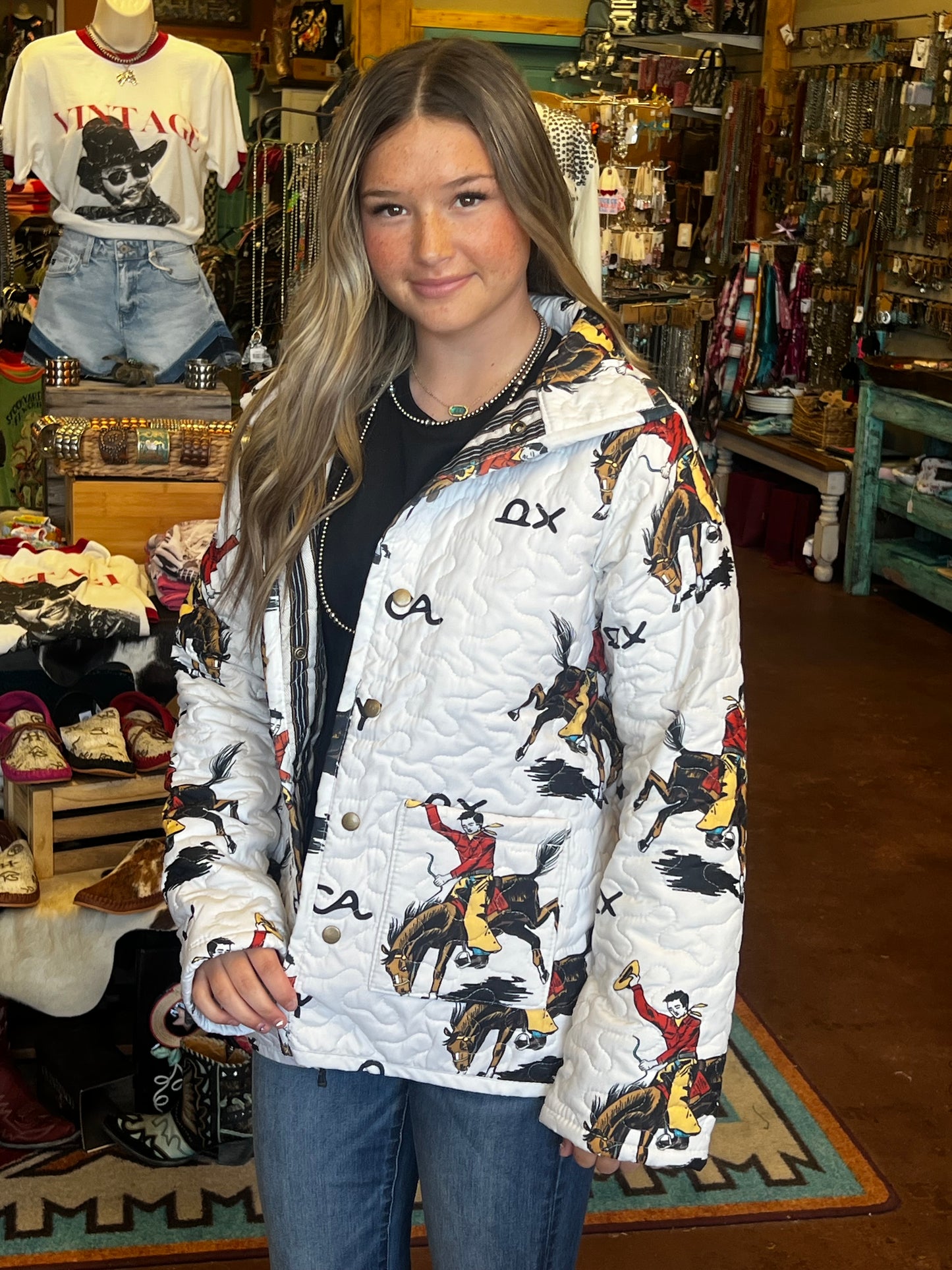 Lazy J Linen Quilted Snap Jacket