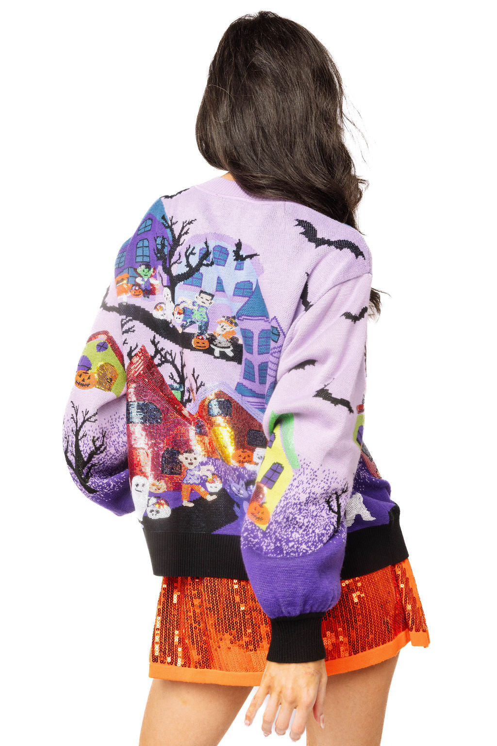 Lavender Multi Trick Or Treating Scene Cardigan ✨ Queen Of Sparkles