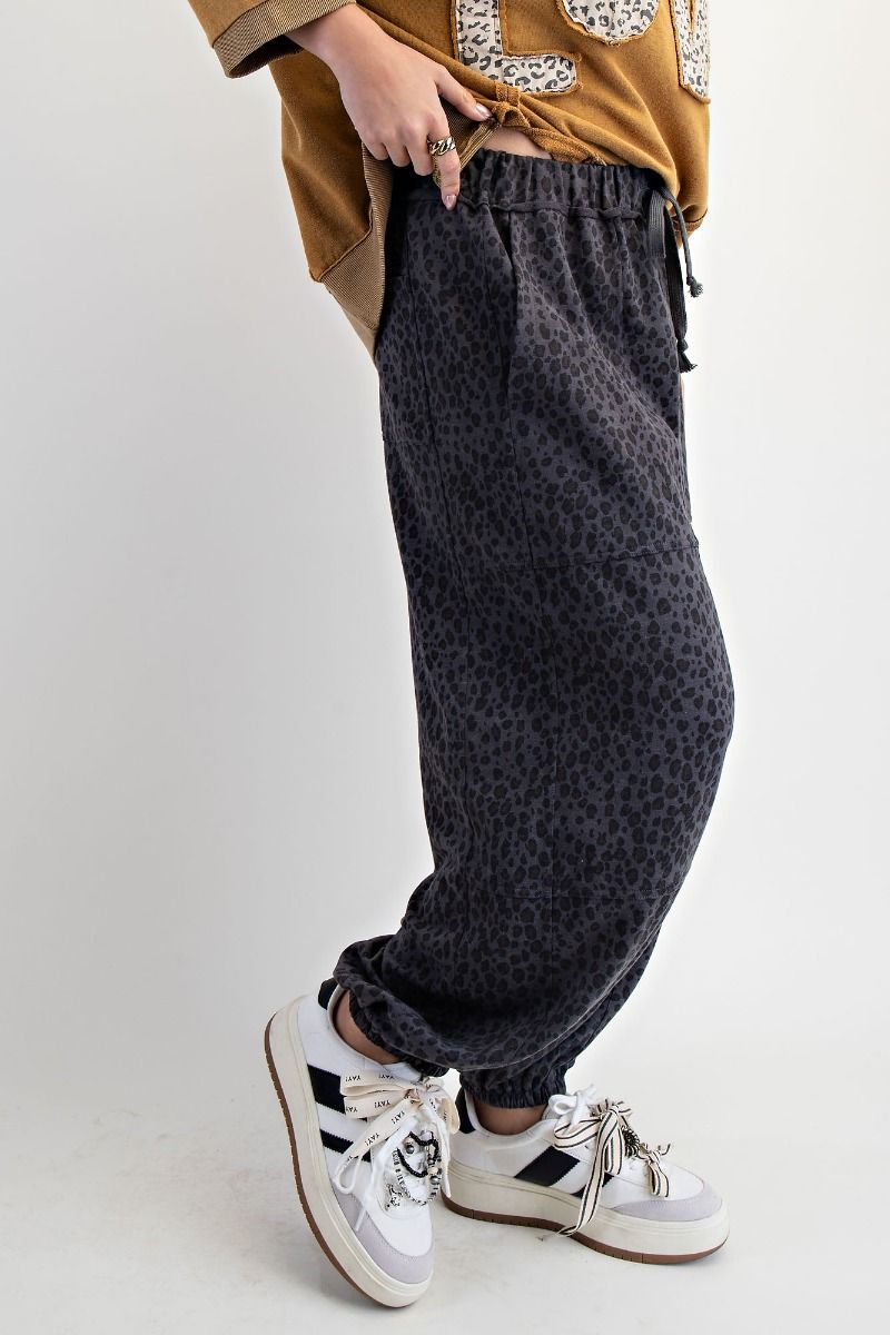 Animal Print Terry Knit Pants