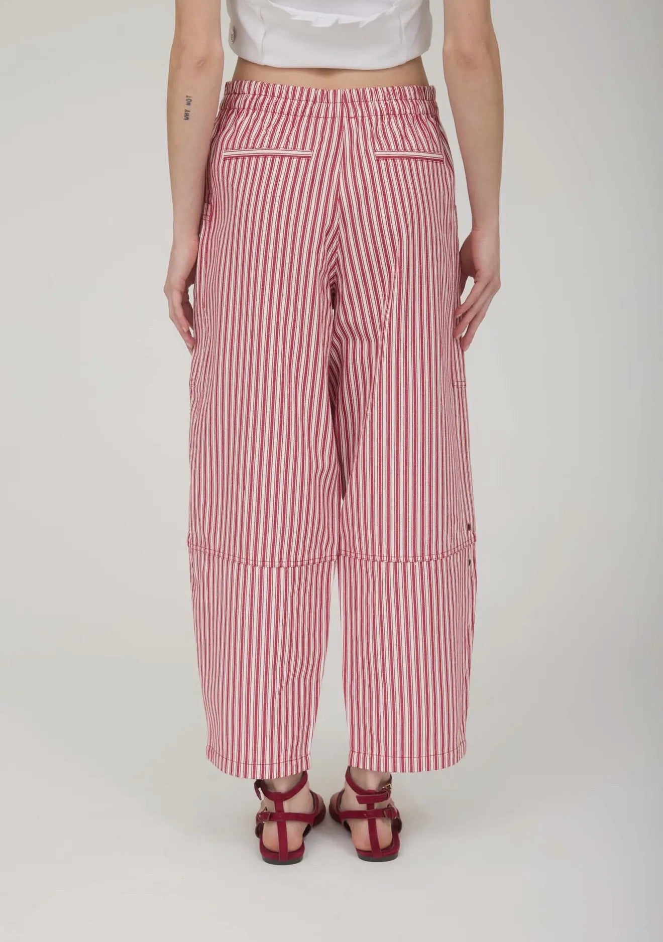 Stripe Pocket Detail Wide Leg Pants
