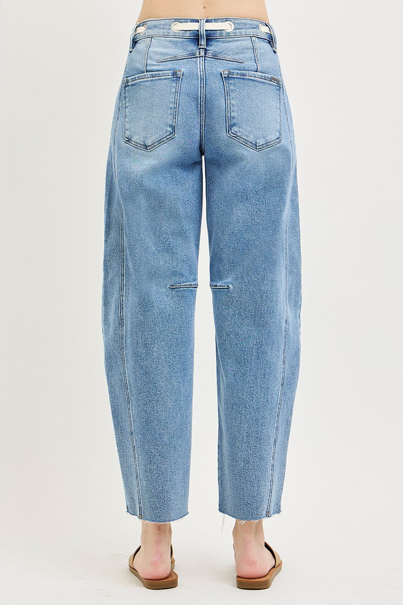 Slouchy Drawstring Barrel Jeans by Risen