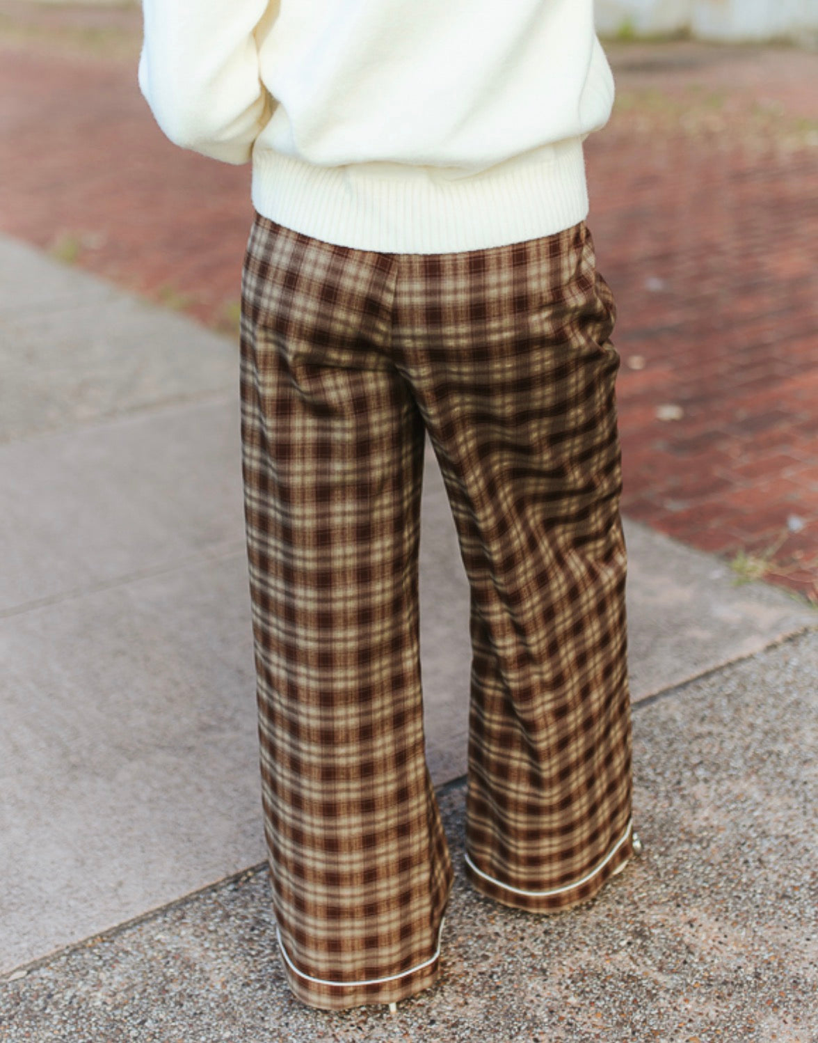 Saddle Up Brown Plaid Wide Leg Pants