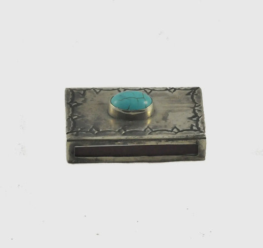 Small Stamped Matchbox w/ Turquoise