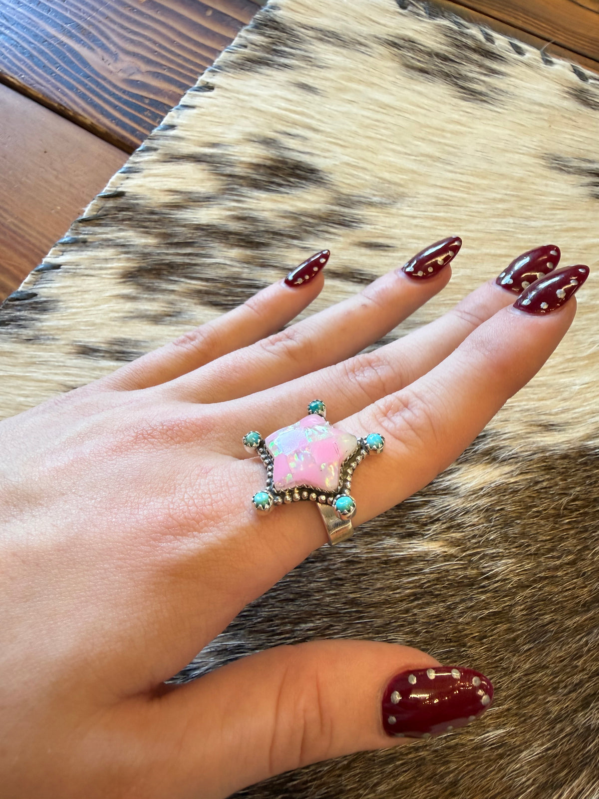 Pink Starlet Sterling Silver & Genuine Stone Ring ⭐💕