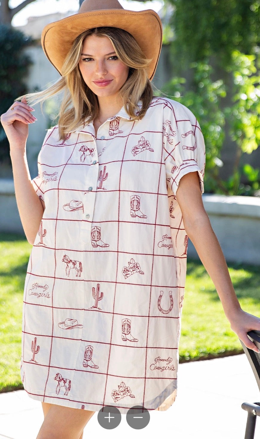 Cherry Wood Cream Western Dress