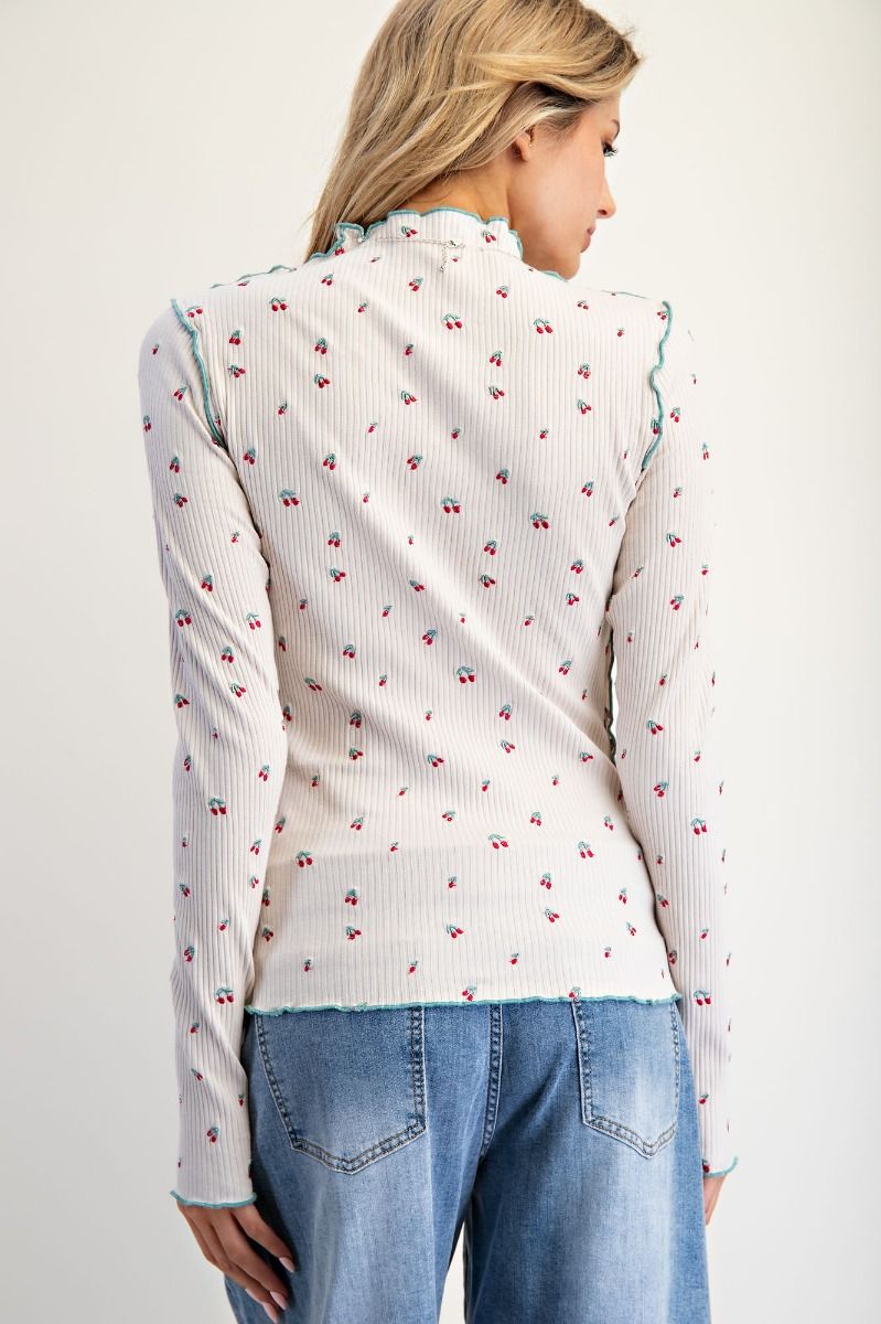 Cherry Embroidered Thermal Top