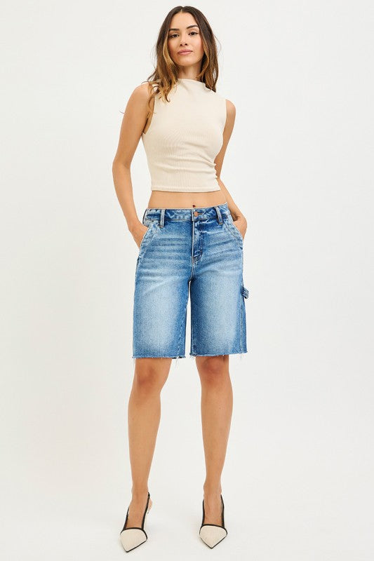 Risen High Rise Bermuda Shorts with Side Tab