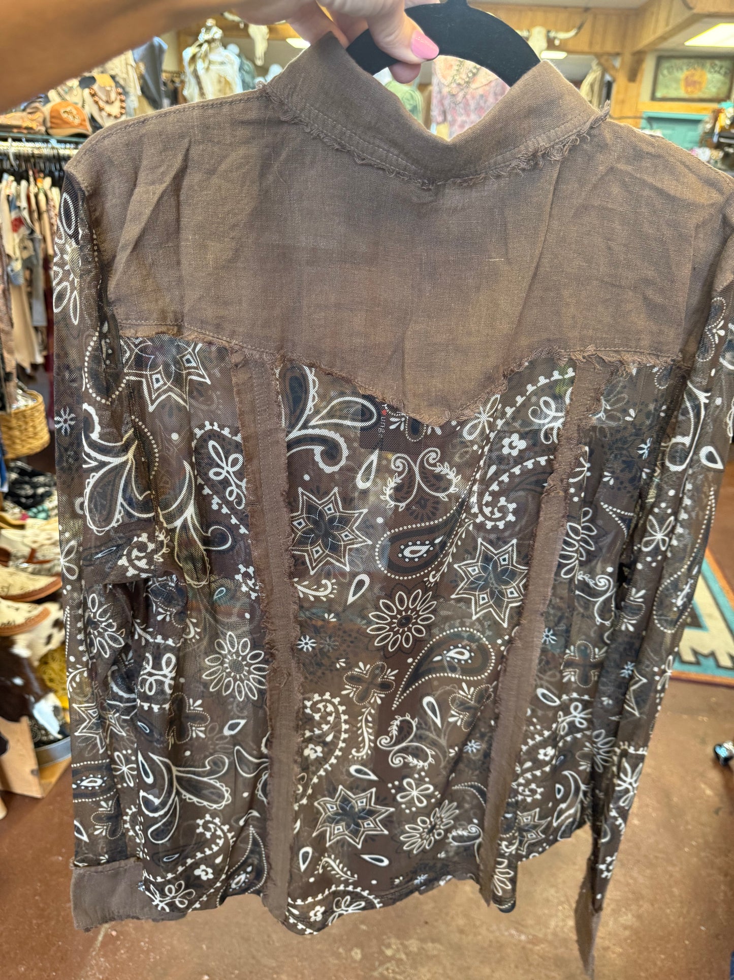 Printed Mesh Linen Shirt