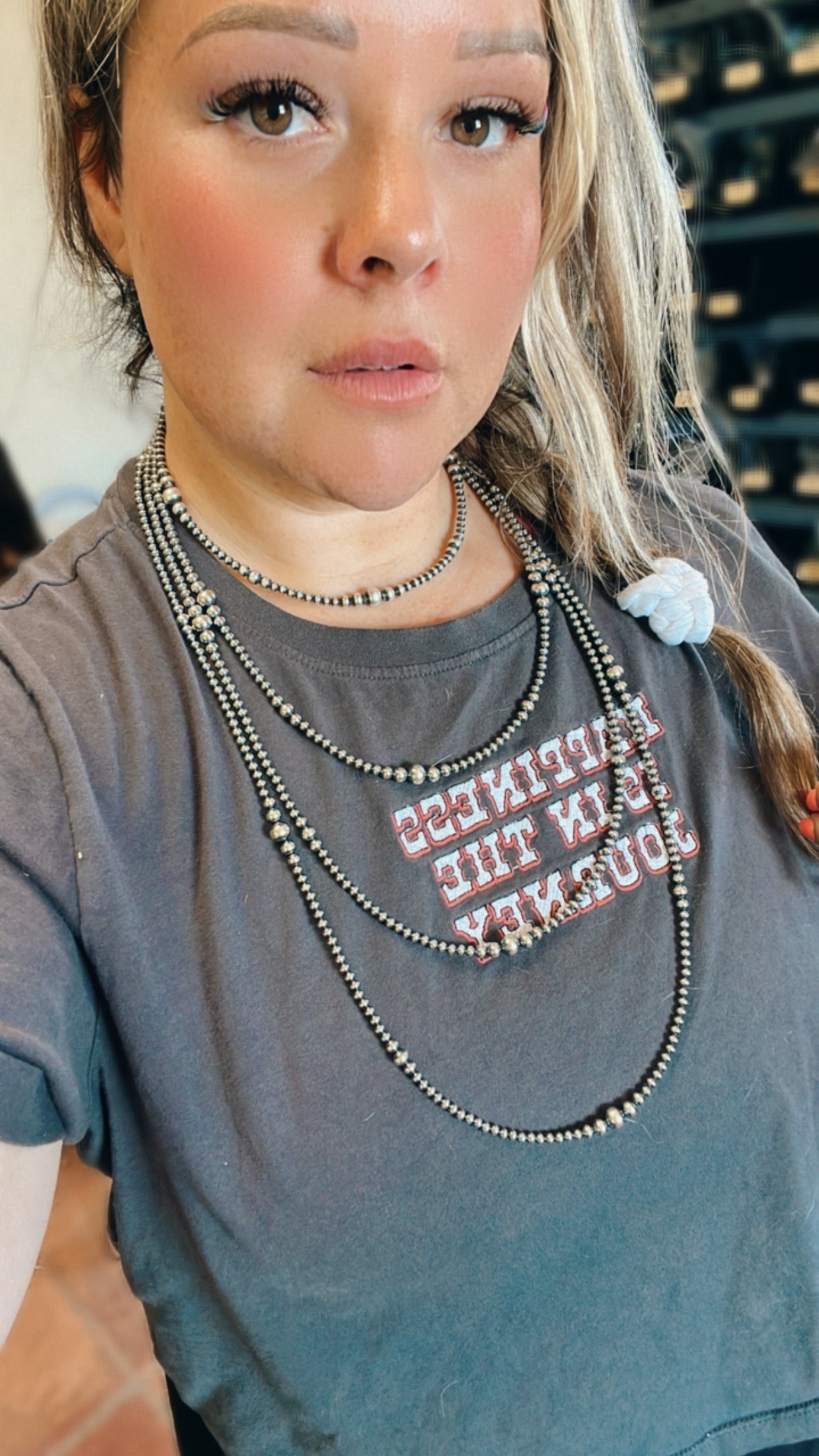 Graduated Sterling Silver Pearls Necklace
