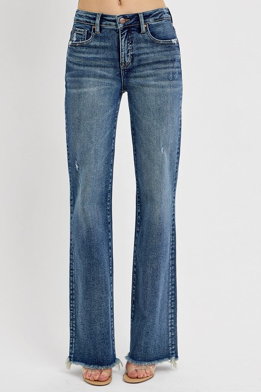 Risen Tummy Control High Rise Long Straight Jeans