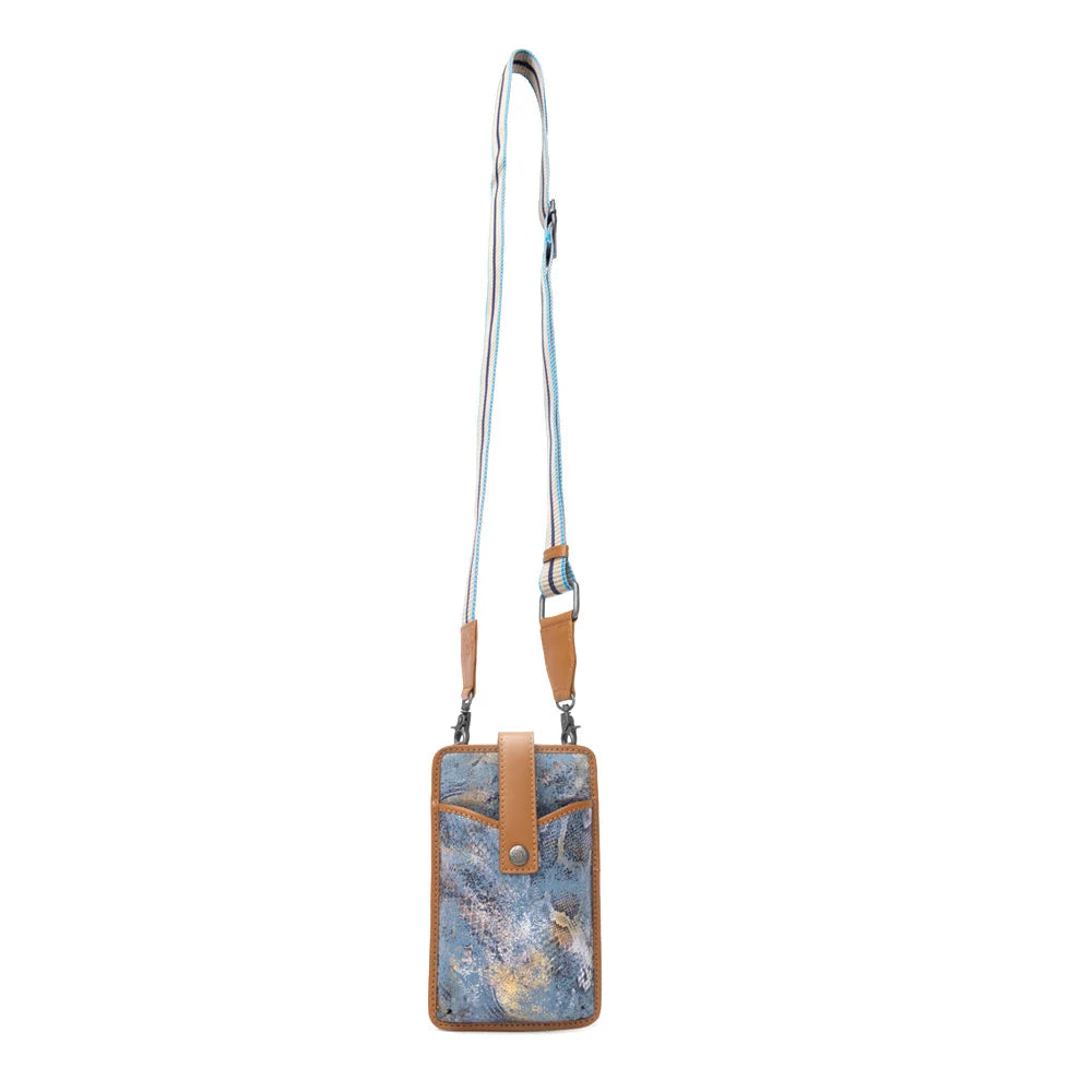 Cedar Snake Print Leather Cell Phone
Holder In Turquoise Sand