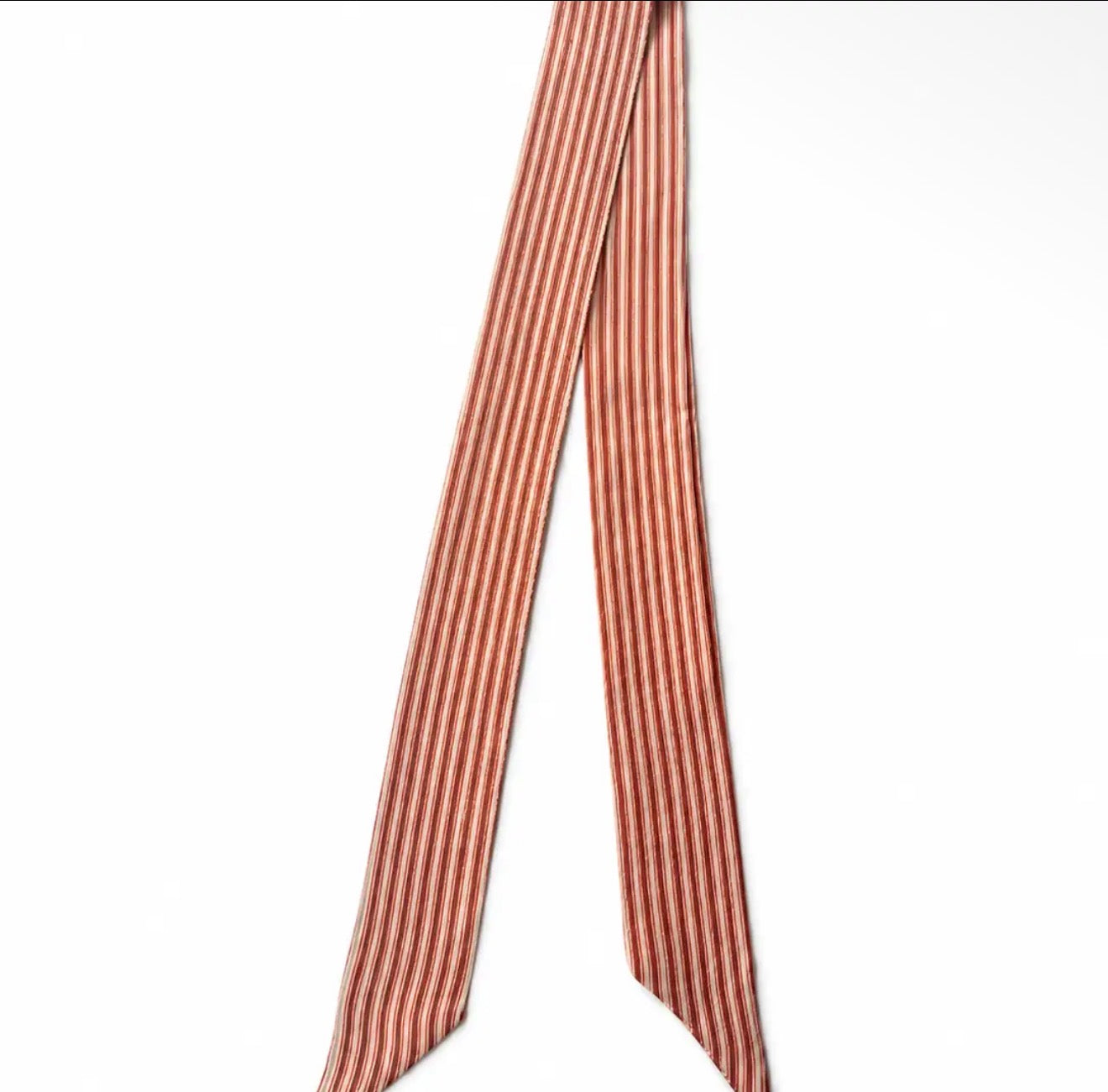 100% Silk Twilly Scarf with White Stripes