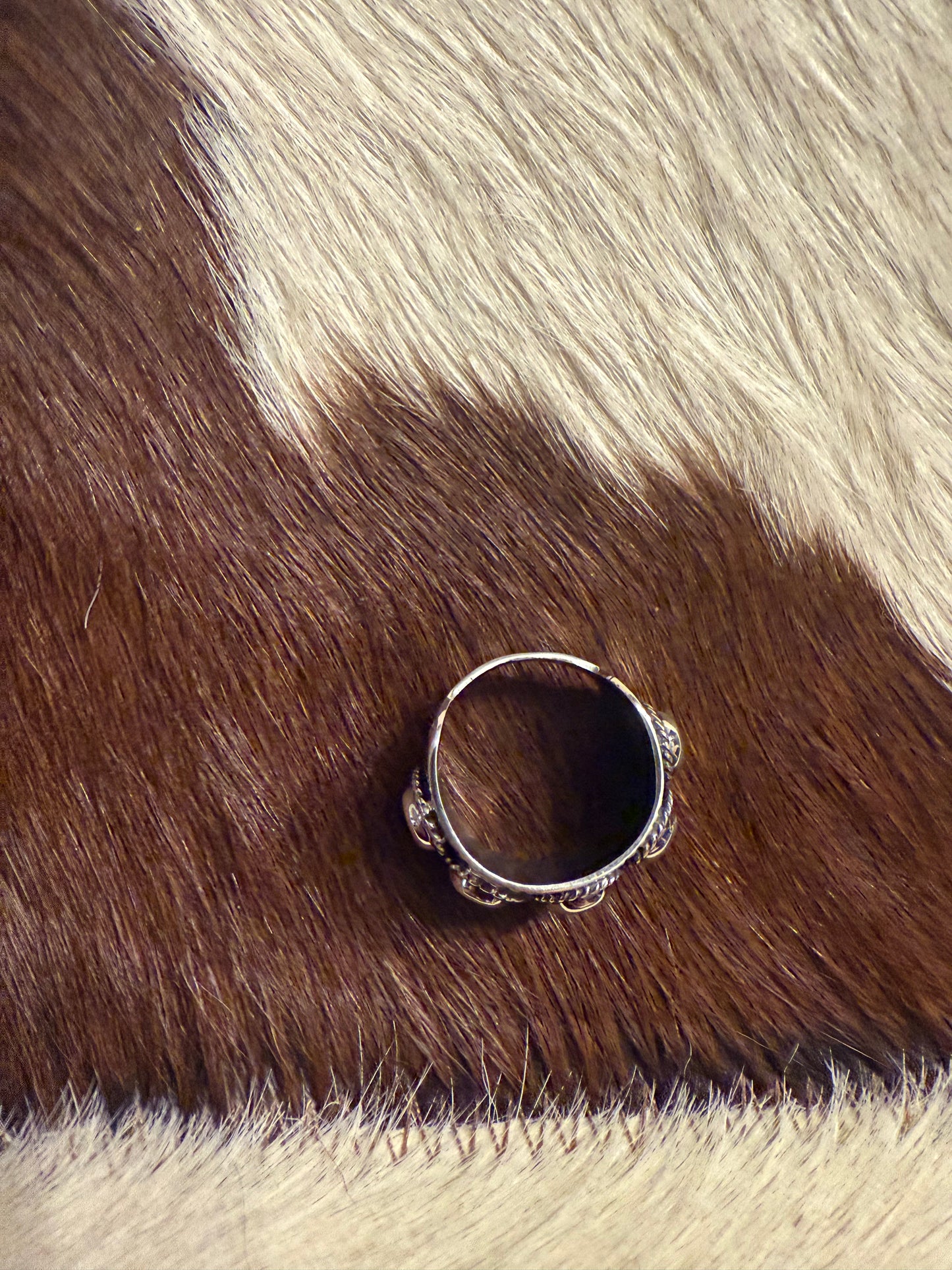 Silver Stamped Oval Ring