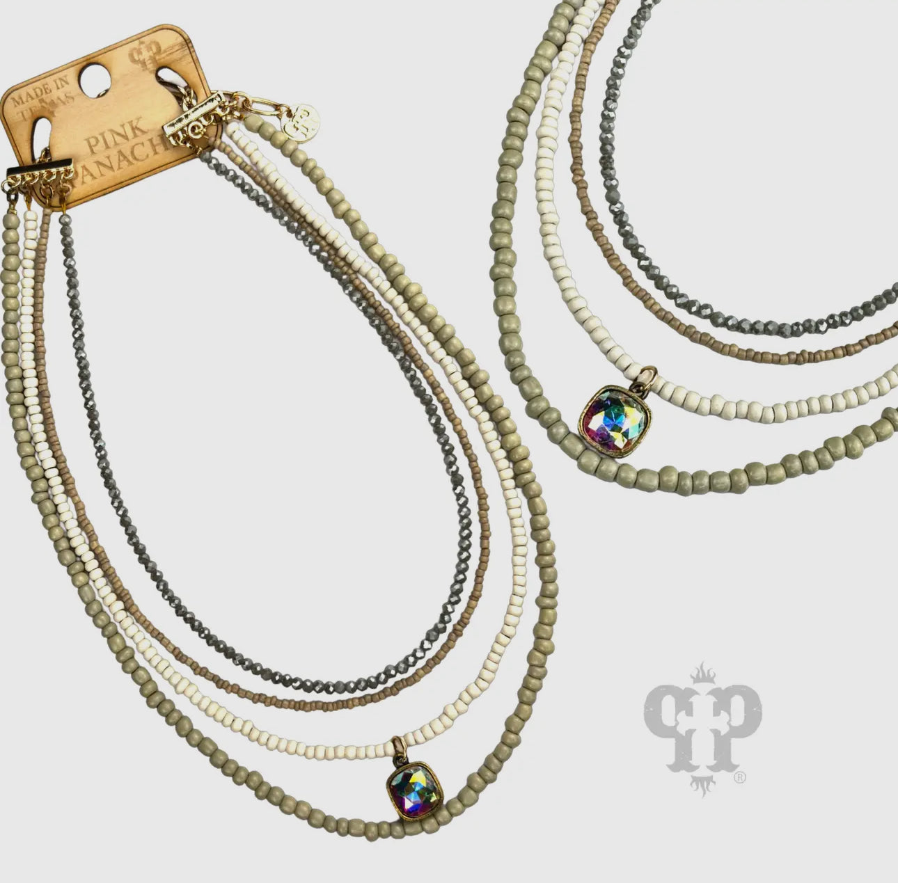 Four Strand Pendant Necklace,
Austrian Crystal