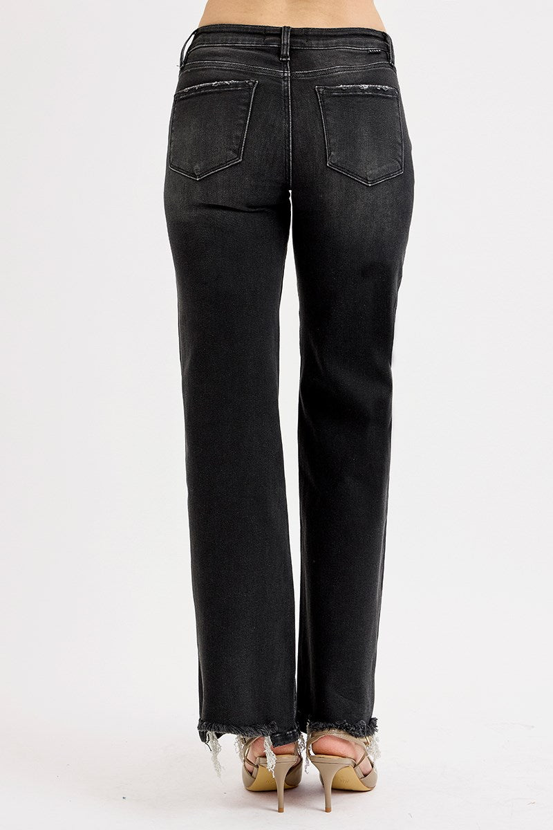 RISEN LOW RISE WIDE LEG JEANS
