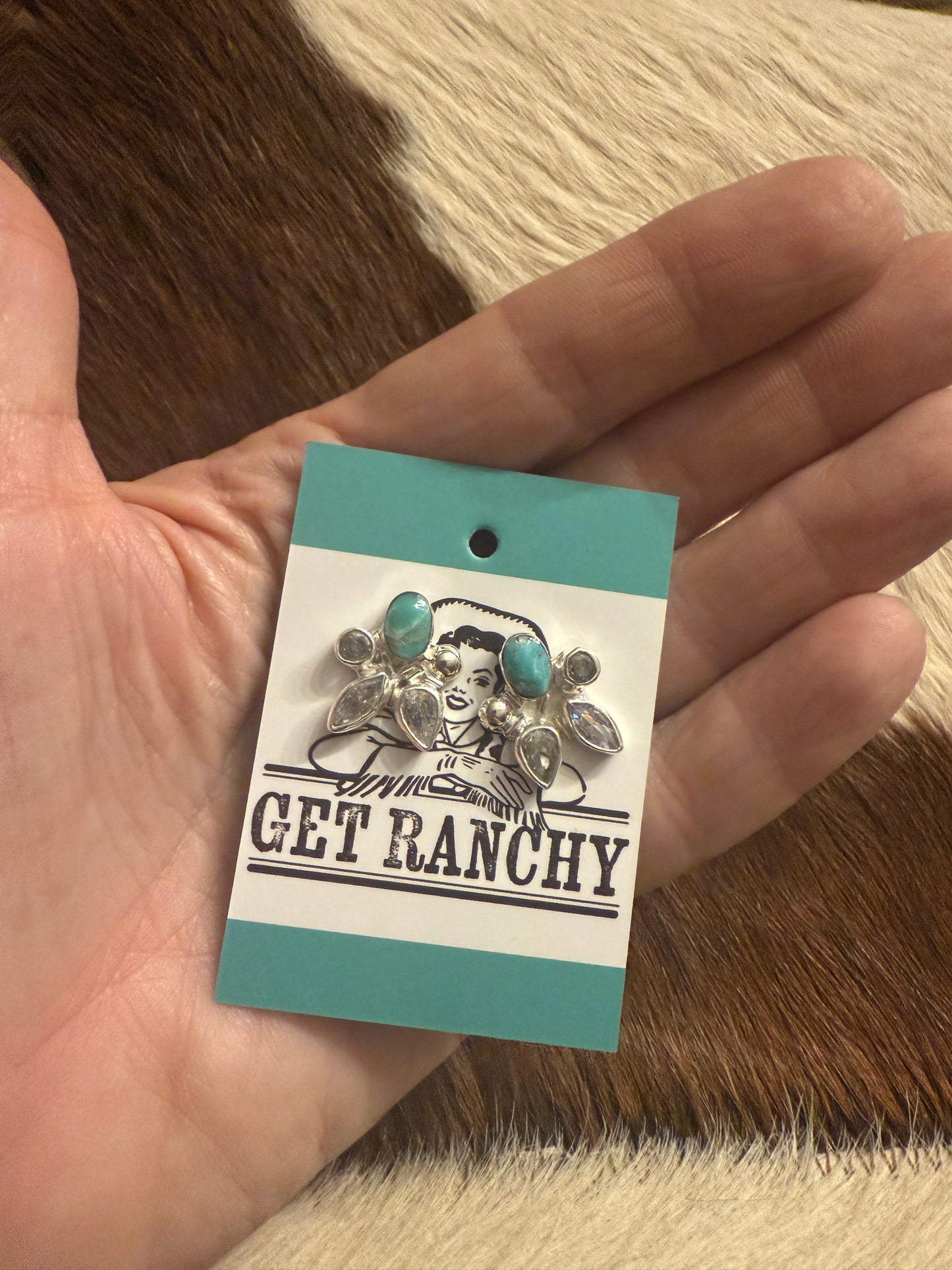 Turquoise Chunky Cluster Post Earrings