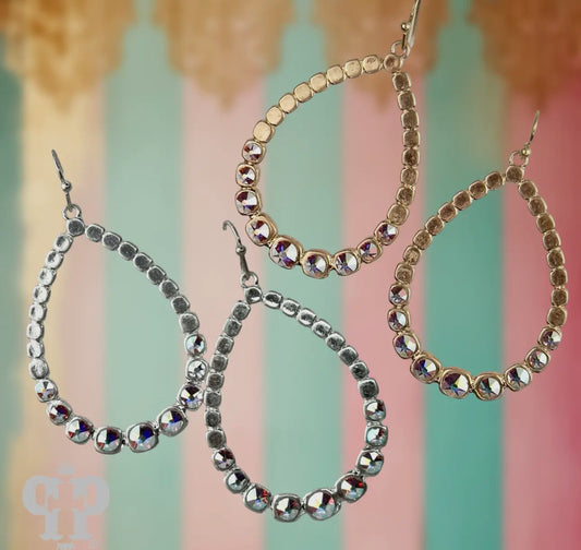 Matte Finish Teardrop Earring,
Austrian Crystals