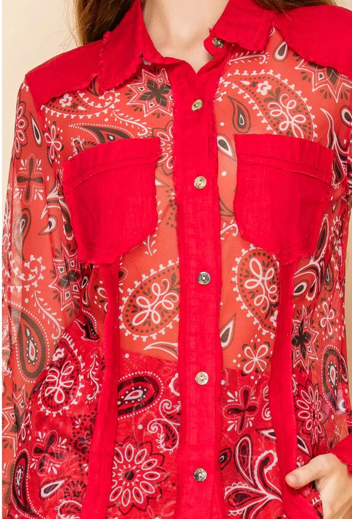 Printed Mesh Linen Shirt