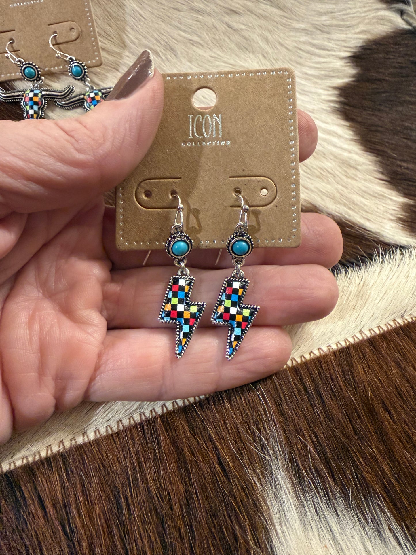 Rainbow Check Earrings