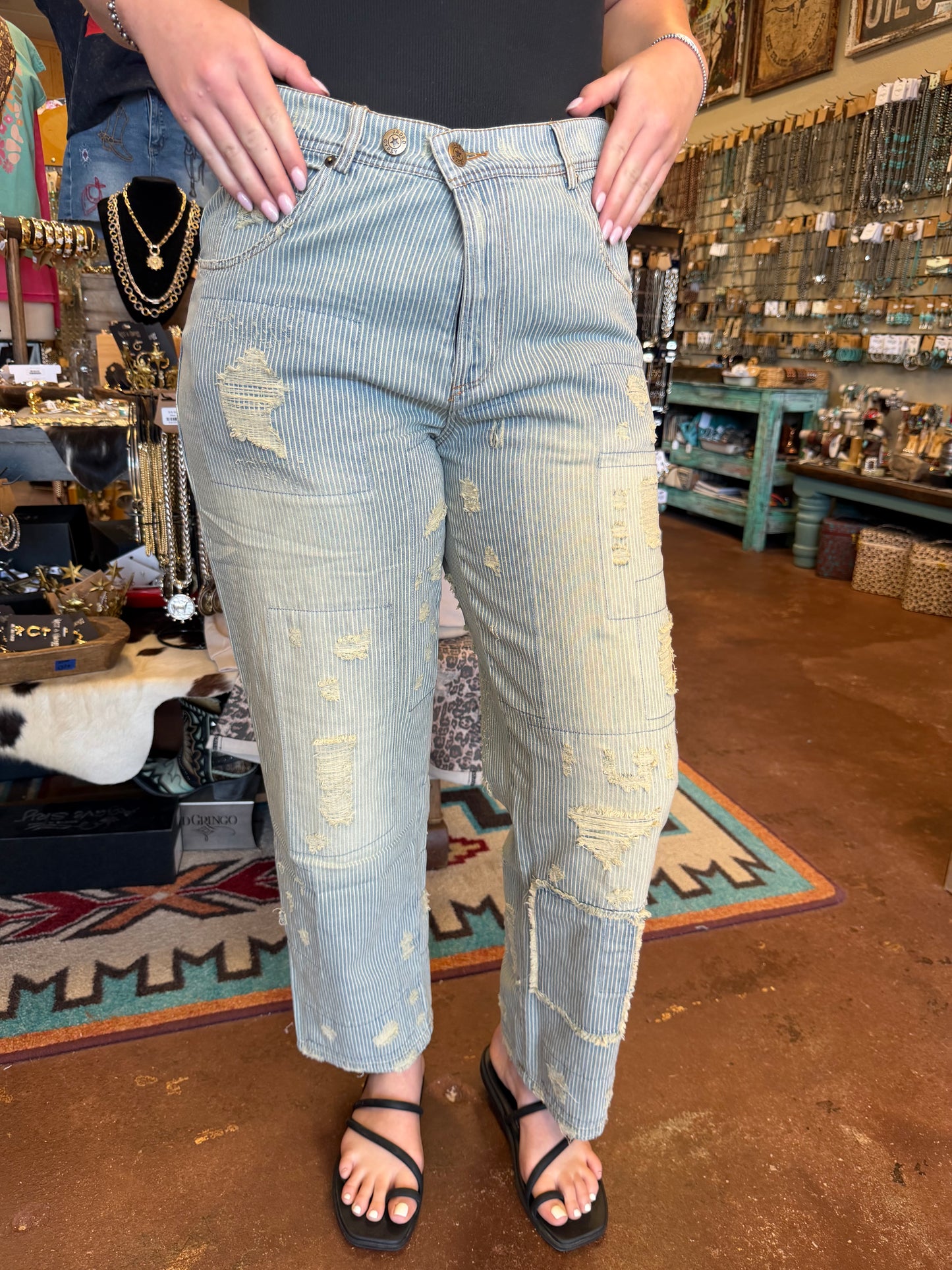 Railroad Blue Peace and Love Jeans