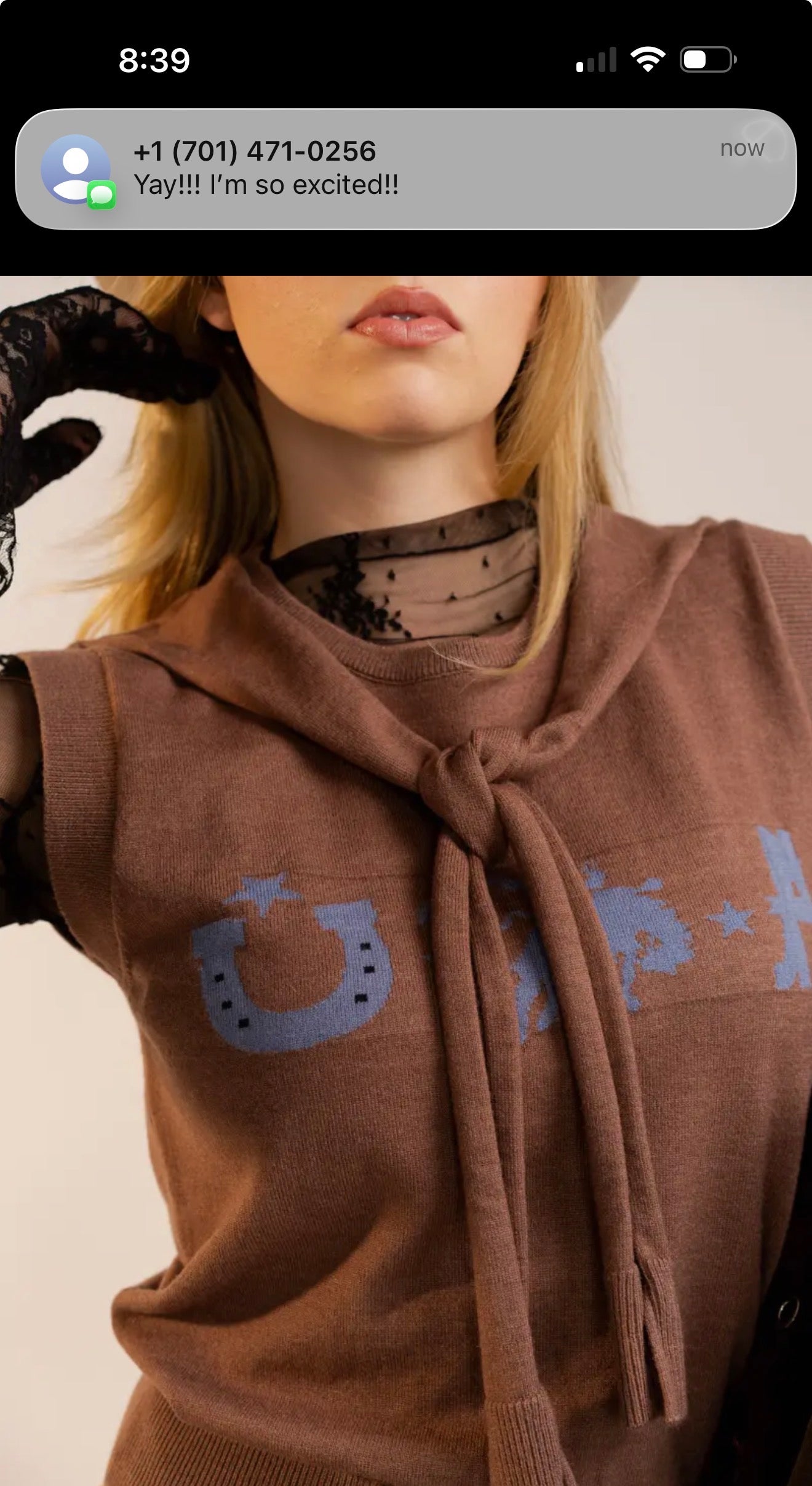 USA Western Shoulder Tie Knit Top