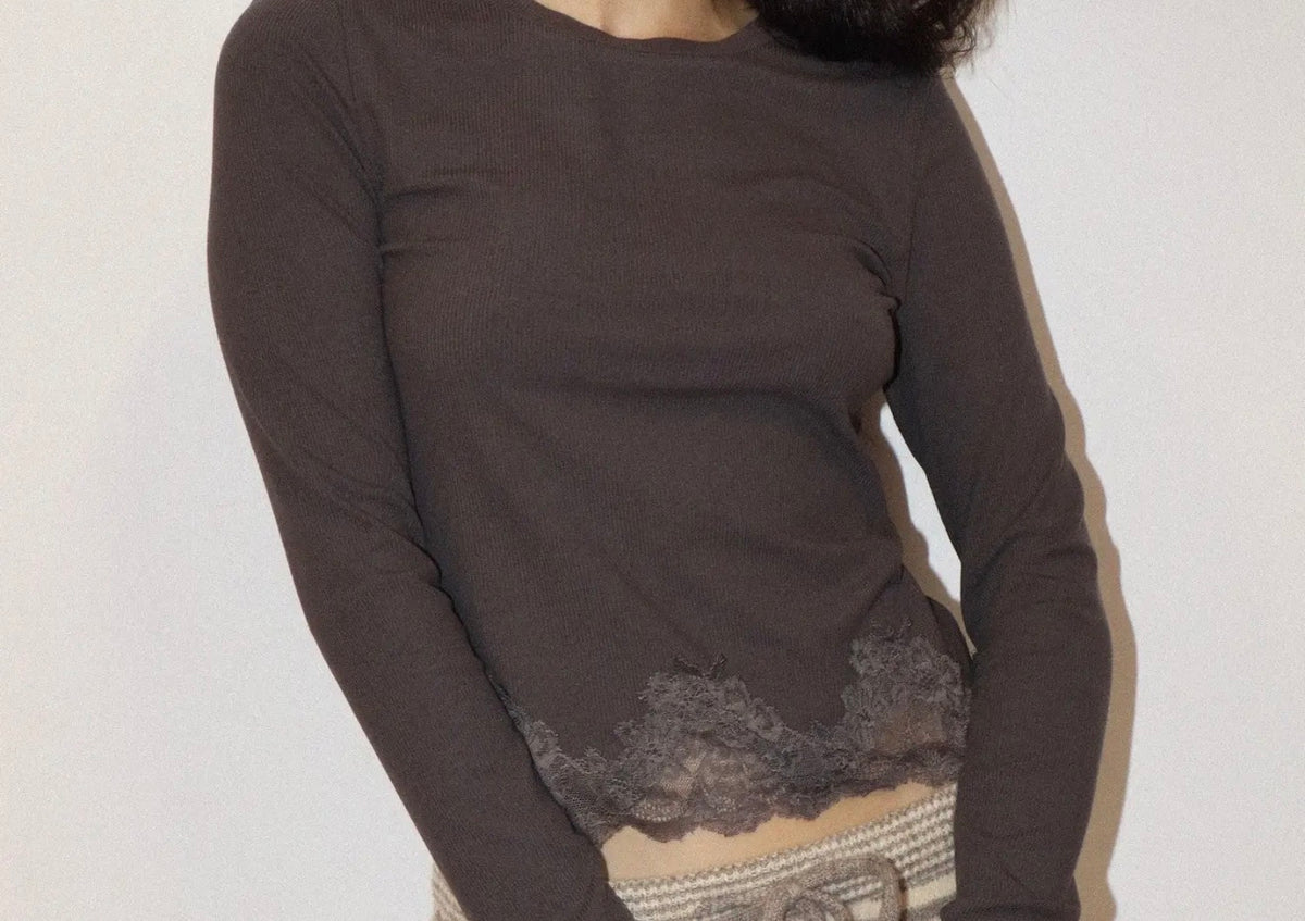 🖤 Charcoal Romance Lace Top