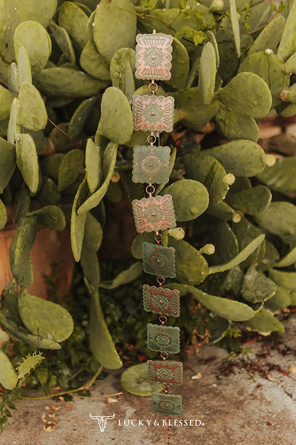 VINTAGE BRONZE SQUARE CONCHO WITH CHAIN BELT