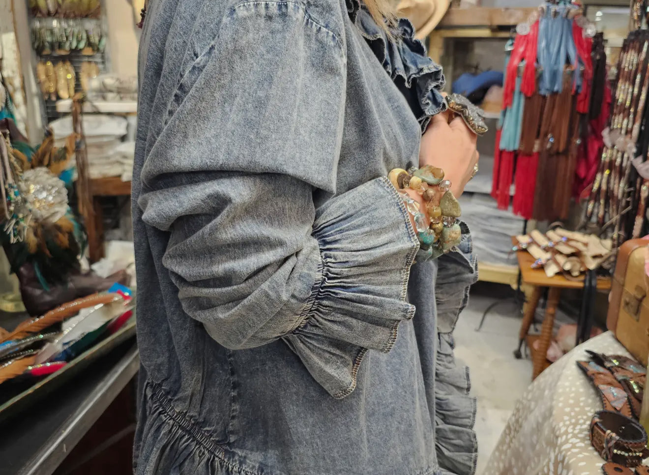 Denim Ruffle One Size Shirt/Jacket