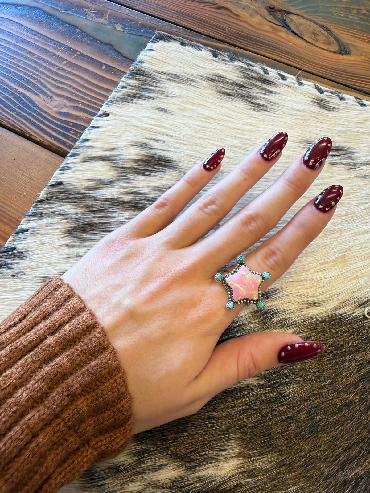 Pink Starlet Sterling Silver & Genuine Stone Ring ⭐💕