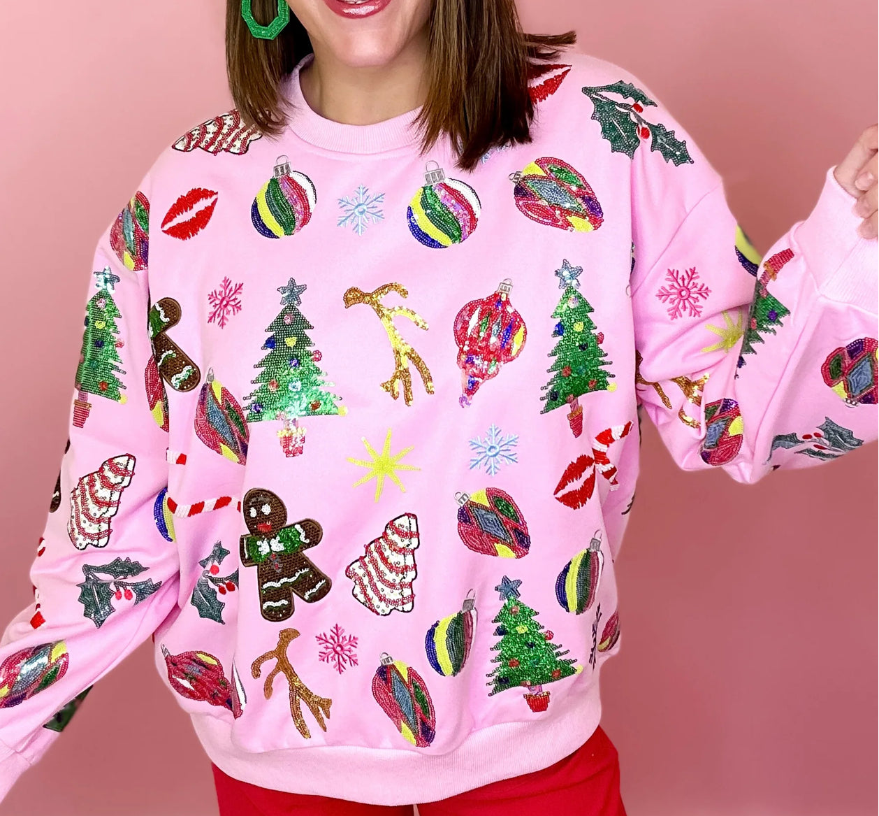 Queen Of Sparkles Light Pink Christmas Icon Sweatshirt/Sweatpants