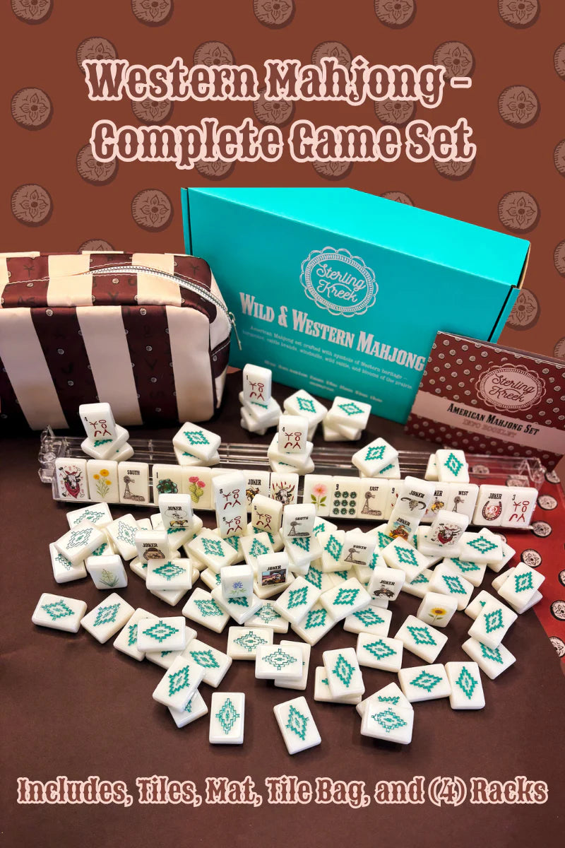 WILD WEST MAHJONG SET, INCLUDES TILES, RACKS (4), TILE BAG, AND MAT