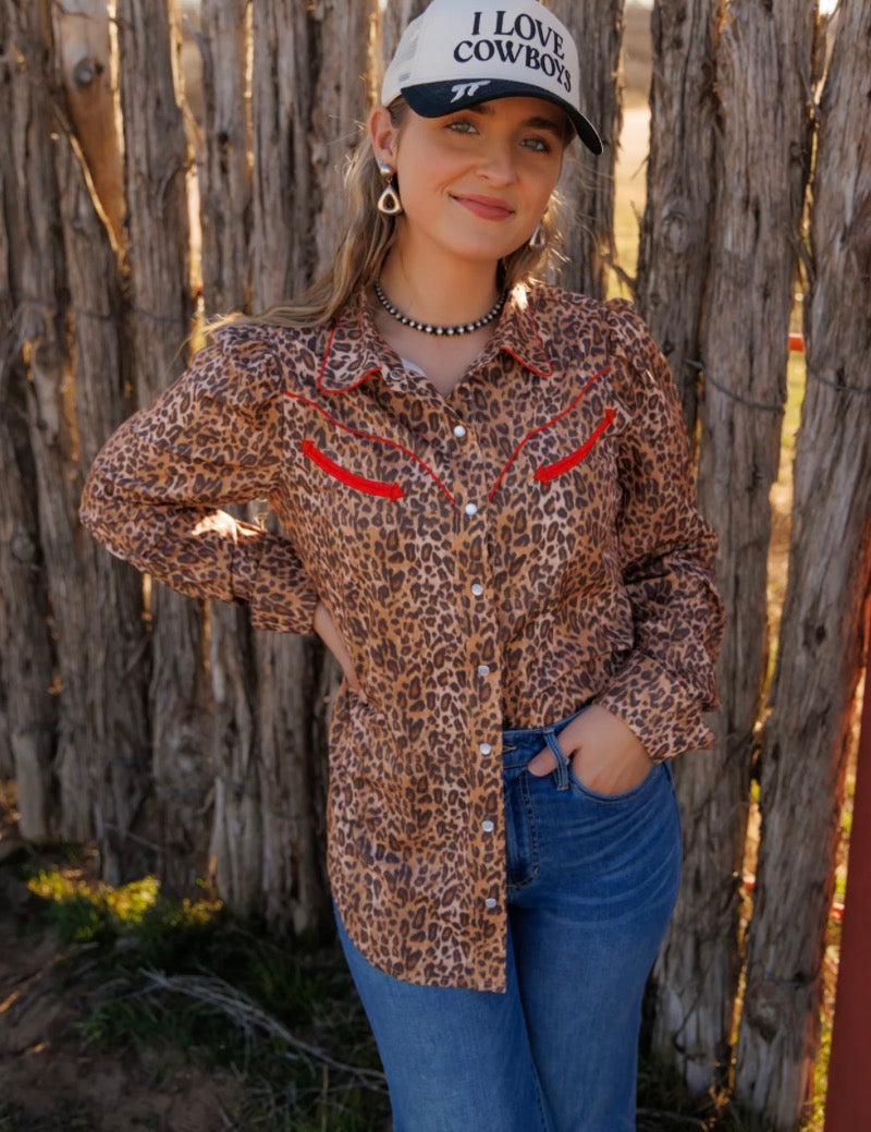Leopard LS Pearl Snap