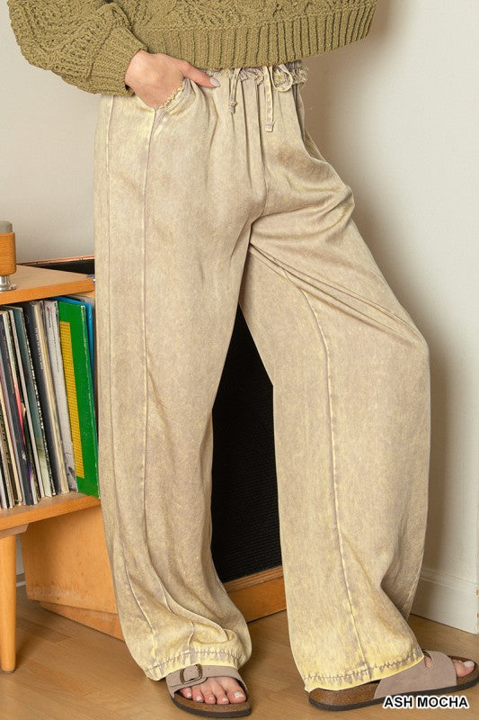 Washed Tencel Pants With Drawstring