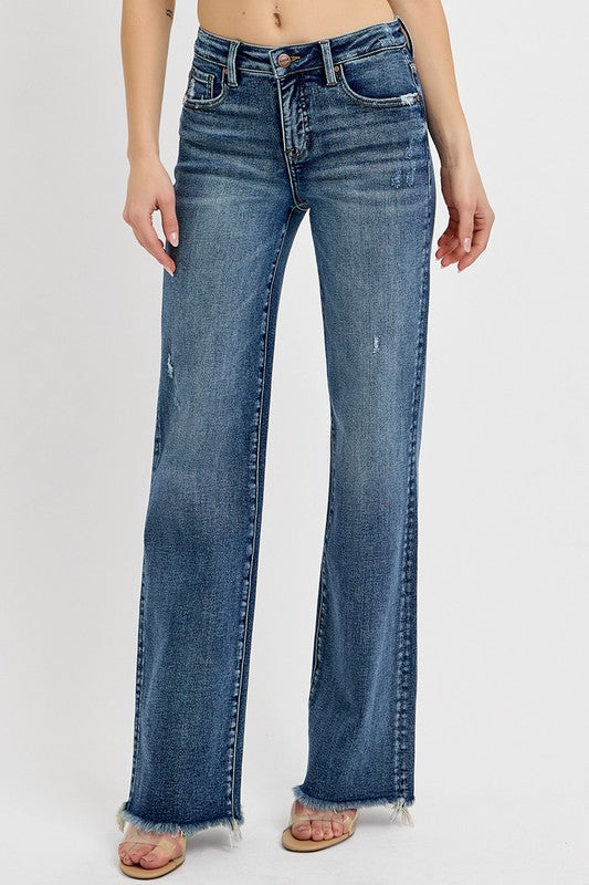Risen Tummy Control High Rise Long Straight Jeans