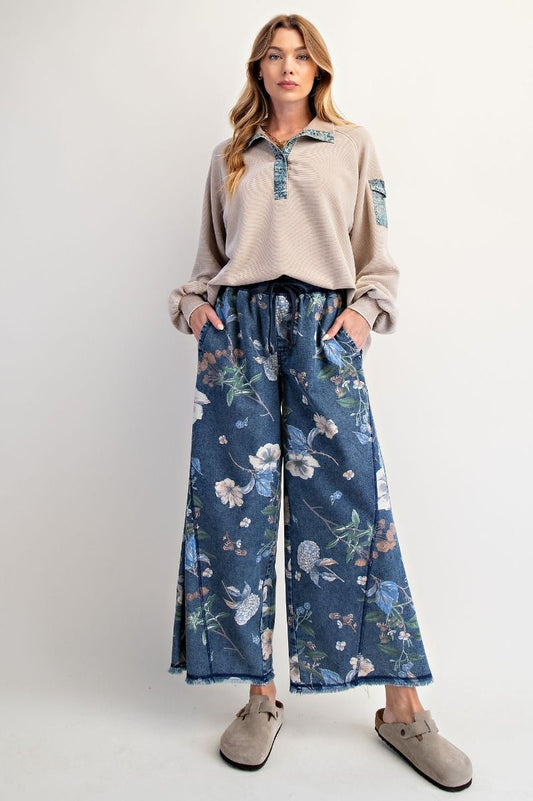 Floral Print Denim Jeans