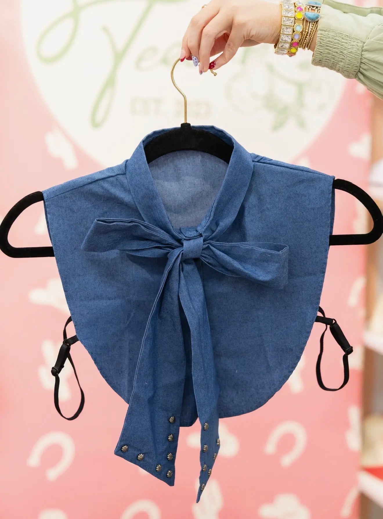 Denim Bow Collar