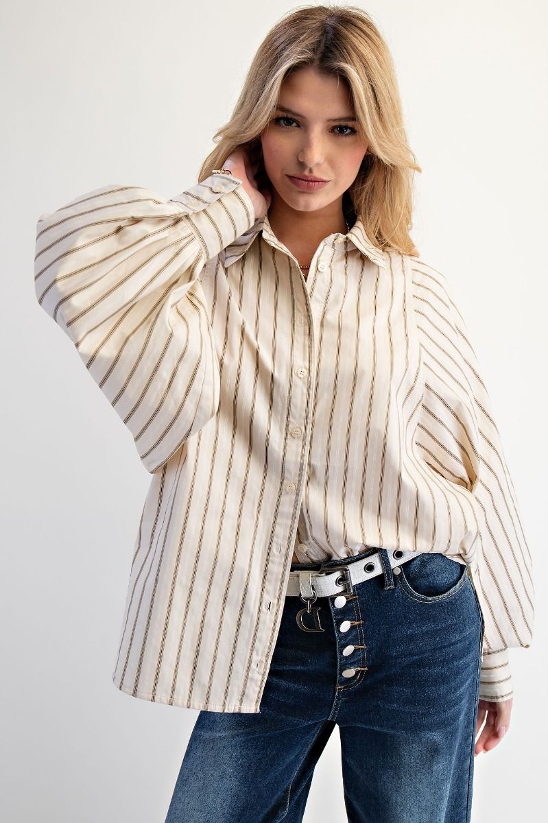 STRIPED BUTTON DOWN
WOVEN SHIRT