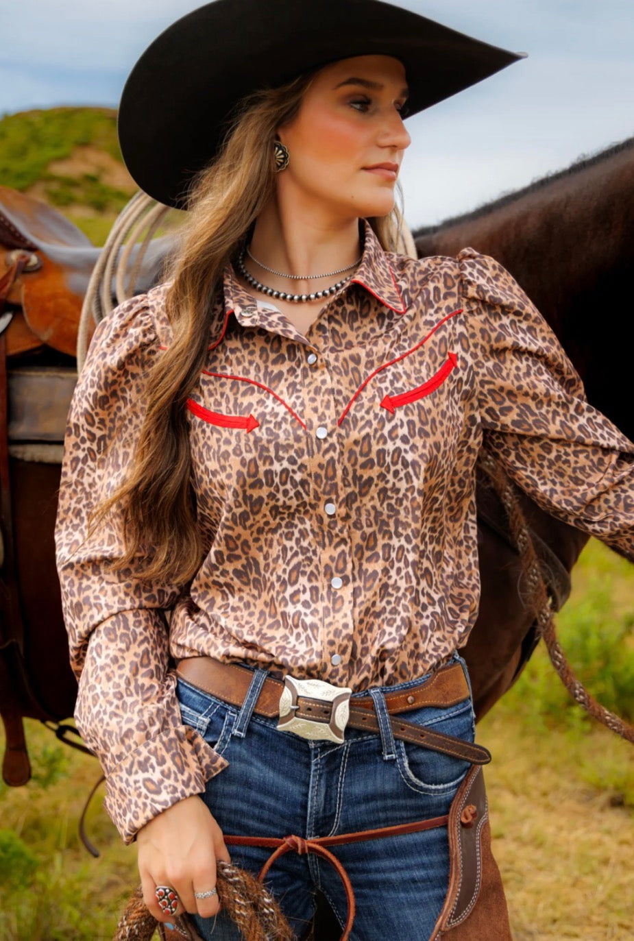 Leopard LS Pearl Snap