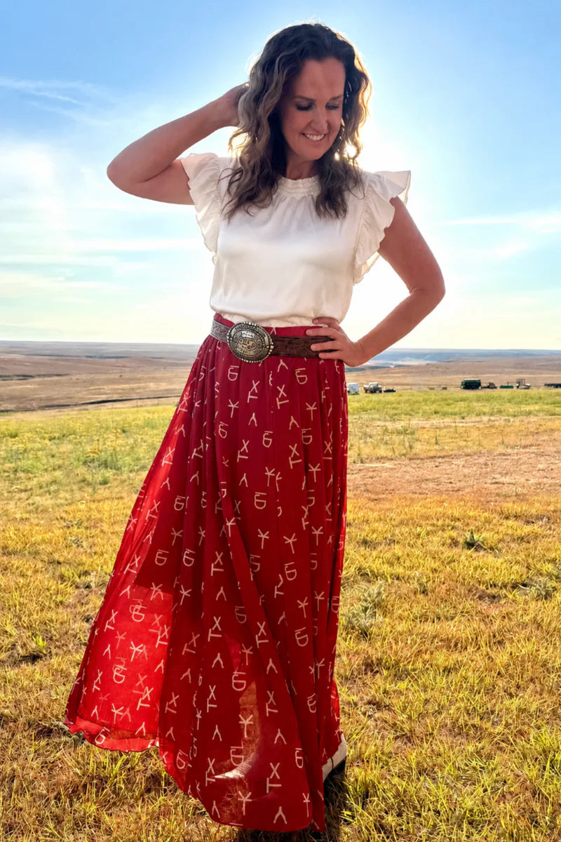 RED DIRT BRANDED MAXI SKIRT