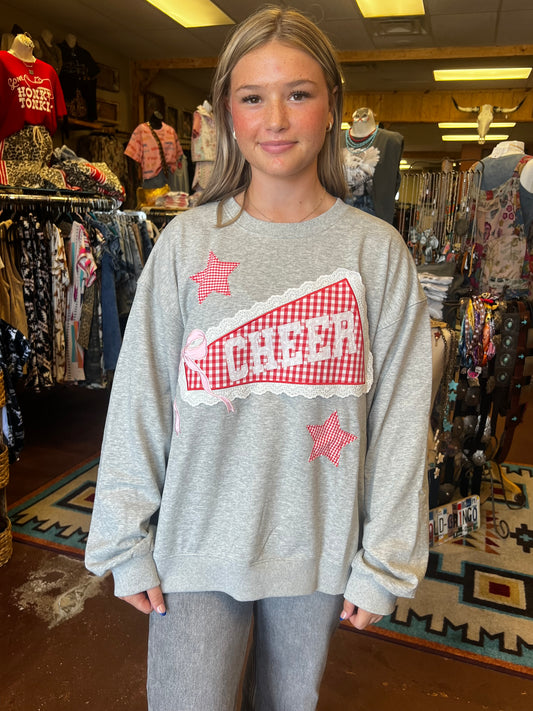 Cheer Patchwork Long Sleeve Crewneck
